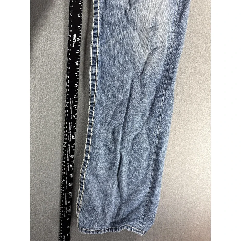 True Religion Bobby Super T Jeans Mens 32 Med Wash Relaxed Bootcut Distressed